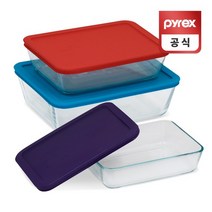 코렐 파이렉스 심플 컬러드 직사각 저장용기 3p세트, 없음