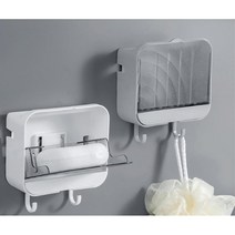 다목적 고리 투명덮개 벽걸이 비누 받침대 나무벽 식당화장실 업소용, 1개, 화이트