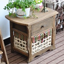 라탄서랍장 라탄 빈티지 안방 다용도실 와이드 작은 레트로 우드 수납함 서랍장, 135-2, 차림새