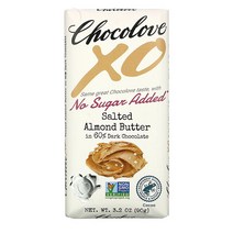 초코러브 노슈가 다크 초콜릿 90g 4팩 솔티드 아몬드 버터 Chocolove XO Salted Almond Butter in 60%, 1