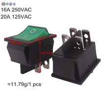 2 Pcs 로커 스위치 4 플매트 카펫 러그 30x25x27mm 16A 250V/ 20A 125V AC 전기 장비, [01] 2 pcs, [01] 16A 250V AC, [01] 30 by 25 by 27mm