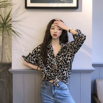 WAWAMOM(특허브랜드) 여성 간절기 긴팔 셔츠 여자 호피 무늬 셔츠 블라우스 오피스룩남방 BTW12y