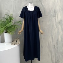 행복여 리아 프릴 라인 날개 소매 스퀘어넥 원피스