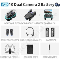 프로페셔널 HD 듀얼 카메라 fpv 드론 4DRC V20 4k 높이 유지 사진 Rc 헬리콥터 접이식 쿼드콥터 장난감, 14 4K double-black-2B