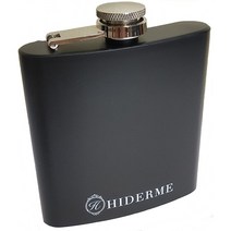 힙플라스크 위스키 휴대용술병 스텐포켓용 검정, 8oz, 실버 로고 하부