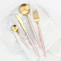 도자기 고급그릇세트gilt rim pink porcelain 쌀 북유럽스타일 신혼그릇세트, 날붙이 세트