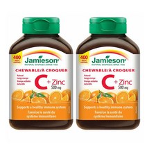 자미에슨 츄어블 비타민 C + 아연 500mg 400정 2개 세트, 6개