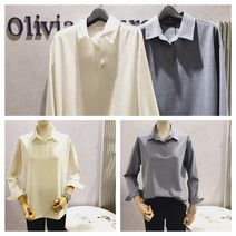 올리비아로렌 신축성 좋은 무지 카라 반버튼 셔츠형 스트링 티셔츠 nc청주점 vocalwf8131