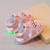 PigPug 여름 Baotou 아기 샌들 한 조각 부드러운 바닥 아기 유아 신발 미끄럼 방지 깜박이 신발 0-1 ~ 2 세 소년