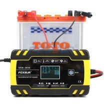 파워뱅크 주행충전기 foxsur 12v 24v 8a 자동 스마트 배터리 충전기 3단 젤, 우리 플러그