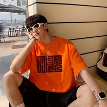 라운드넥반팔티 2023 여름옷 엔틱 플라워 프린팅 와이드 루즈핏 홍콩 토박이 캐쥬얼 Y215P25 4993828680