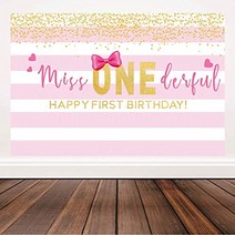 Pink Stripe Girls 1st Birthday Backdrop Glitter Miss Onederful Backdrop Little Princess First Birthd, 1