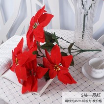 포인세치아 생화같은조화 세인포티아 플라워 사무실 성탄절 베리 솔잎 촬영 겨울 리스, M34-선홍 5마리1마젠타