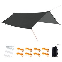 조엘리 나일론 방수 타프 다용도 그라운드 시트 40D 5000내수압, 블랙M(4.4m X 4.4m)폴대미포함