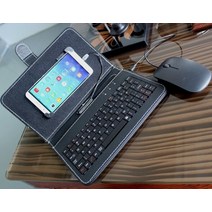 스마트폰 일반 거치대 대부분의 Android 시스템 용 USB 키 마우스가있는 4 색 가죽 케이스 보호기 홀더가있는 플립 커버 홈 스튜디오 스탠드 72, 검은색 마우스