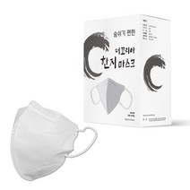 국산 더코리아 숨쉬기 편한 새부리형 30매 한지 마스크, 하얀색
