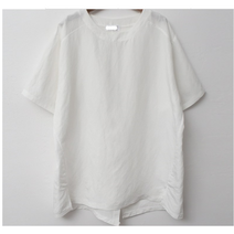 도희날다 린넨 티셔츠 라운드 반팔 셔츠(바01070)