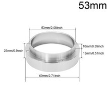 에스프레소 커피 메이커 스테인레스515358mm 124 컵 및 블라인드 보울 필터 교체 필터 바텀리스 포터 필터 부품용 바구니 도징 링, 53mm 실버 링