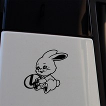 뉴진스 토끼 그림 렉서스 자동차 엠블럼 데칼 차량용스티커 챈스커스텀 / 경산스티커제작, 화이트, 1개