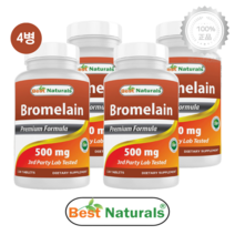 [4병] 베스트내츄럴스 브로멜라인 500mg 120정 소화 효소 건강 Bromelain, 1개, 기본
