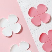 실리콘 꽃 컵 받침대 티타임 테이블 클로버 스타일링, 핑크