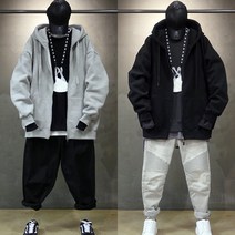 오버홀릭 남자 오버핏 양기모 후드집업 남성 빅사이즈 기모 무지 커플 시밀러룩 후드티