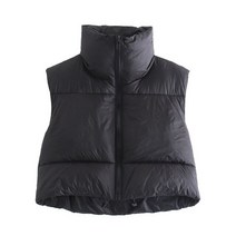 가을 겨울 여성용 짧은 코튼 다운 조끼 스탠드 칼라 따뜻한 민소매 퀼트 야외 여행 재킷 상의