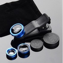 핸드폰렌즈 어안렌즈 스마트폰망원렌즈 3in1 어안 폰 렌즈 0.67x 광각 줌 어안 매크로 렌즈 스마트 폰용 클립 렌즈가있는 카메라 키트, 푸른