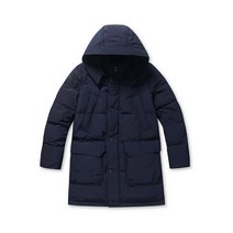 코오롱 지오투 폴라레 퀼팅 구스다운 점퍼 네이비 흡습 방산 후드탈부착 하프패딩 아우터