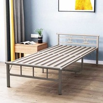 원룸 DIY 자취 조립 북유럽 철제 프레임 침대 침대틀, 1.2미터폭의두꺼운더블미들다리철제침대(검은색)