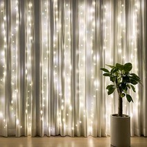 커튼조명 크리스마스 LED 장식 트리전구 리모컨 1미터 와이어조명 증정, RGBW 와이어조명