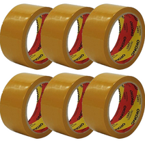 오공 경포장 OPP 아크릴타입 박스 테이프 48mm x 50m, 황색, 6개