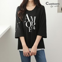 커스텀에이블 아모르 영문 나염 유넥 티셔츠 C2303TS036B