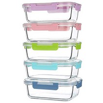 5-Pack 34Oz Multi-color Glass Containers Meal Prep with Lids Airtight Leak Proof Food Containers D, 1