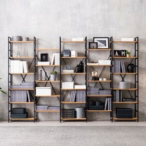 KARA 거실 서재 연결 철제 책장, A타입, 블랙