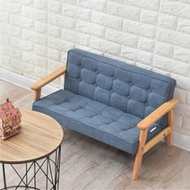 어린이집 유치원 패브릭 딥블루 원목 2인 어린이소파 키즈카페 어린이의자 인테리어, 애쉬블루 2인소파