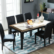 베스트리빙 데미안 토론토 화강암 대리석 6인용 식탁세트/의자6개 2color, 투톤대리석/토론토초코의자6개