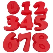 소형 9피스 실리콘 숫자 케이크 몰드 젤리 초콜릿 몰드 캔디 머핀 트레이 (10.2cm) Goldbaking, 6 inch, 6 inch