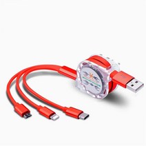 3In 1 텔레스코픽 충전 케이블 미터 USB 휴대폰 고속, 01 빨간