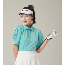여자퍼프소매반팔티 하늘색카라골프티