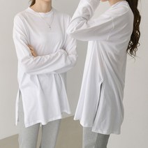 빅사이즈 기본 레이어드 롱 티셔츠 옆트임 국산 남자 여자 이너 긴팔