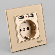 스마트 플러그 스위치 콘센트가리개 diy스마트 벽 소켓 콘센트 듀얼 USB 충전기 포트 어댑터 EU 플러그 16A, 03 1 OUTLET 2USB Gold