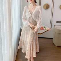 플라워원피스 프렌치 소프트스타일 쉬폰 여성 여름 러블리 스윗 외 블라우스 레쉬 숏 숄 끈나시 슬립 3588190725