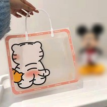 쇼핑백 투명 pvc 포장 핸드백 외출 패션 pp 쇼핑백 옷가게용 귀여운 호랑이 선물 가방 제작 가능, 02 1개장-스크럽
