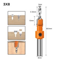1pc 8mm 생크 HSS 목공 카운터 싱크 라우터 비트 나사 추출기 목재 밀링 커터용 Remon 철거, 02 3X8