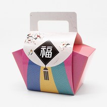 추석송편포장 떡상자 복주머니상자 송편포장용기 선물상자, 100개, 색동복주머니상자 소(핑크)