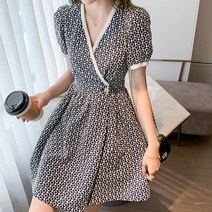 슈이즈백 여성스러운 플라워원피스 반팔 랩원피스