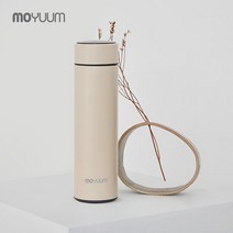 [모윰] 보온보냉 텀블러 LED 온도표시 스마트 분유보온병 500ml, 베이지