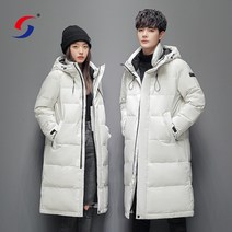 남성 화이트 덕 다운 자켓 후드 퍼퍼 자켓 코트 겨울 캐주얼 롱 파카 오버코트 아웃도어