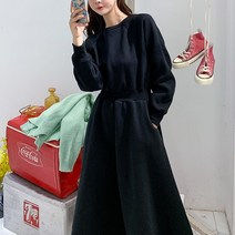 트루픽 쭈리 허리 소매 밴딩 롱 원피스 편한 맨투맨 치마 체형커버 A라인